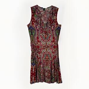 Lauren Ralph Lauren Women's Size M Paisley Ruffled Belted Casual Travel Dress
